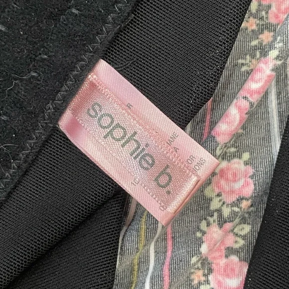 Sophie B. Y2K black with pink floral print and mixed lace corset top size Large - Picture 6 of 8